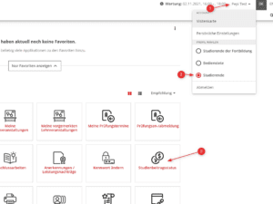 Screenshot von PH Online zum Studienbeitragsstatus